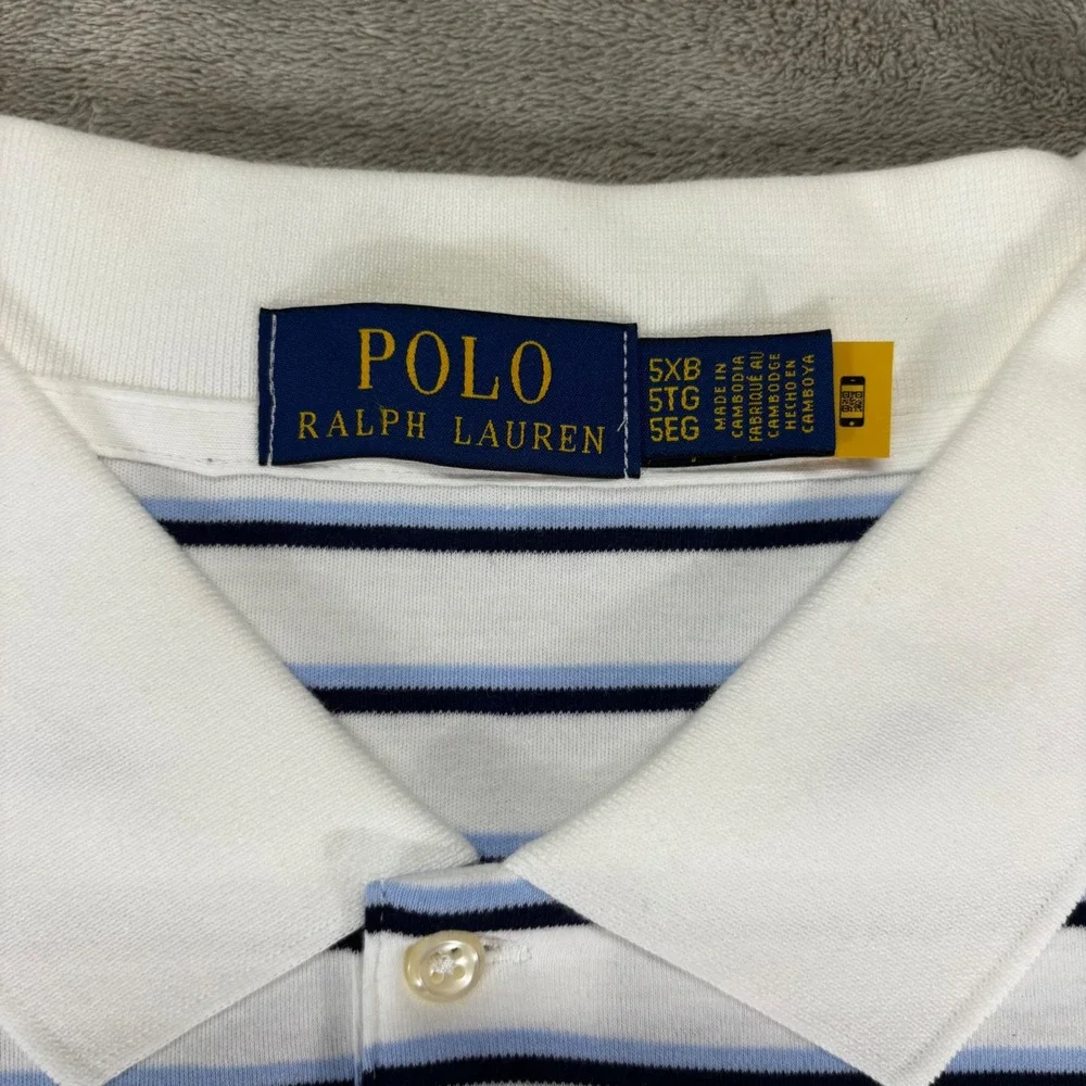 Polo Ralph Lauren Polo Shirt Mens 5XB White Striped NEW Short Sleeve M Classics